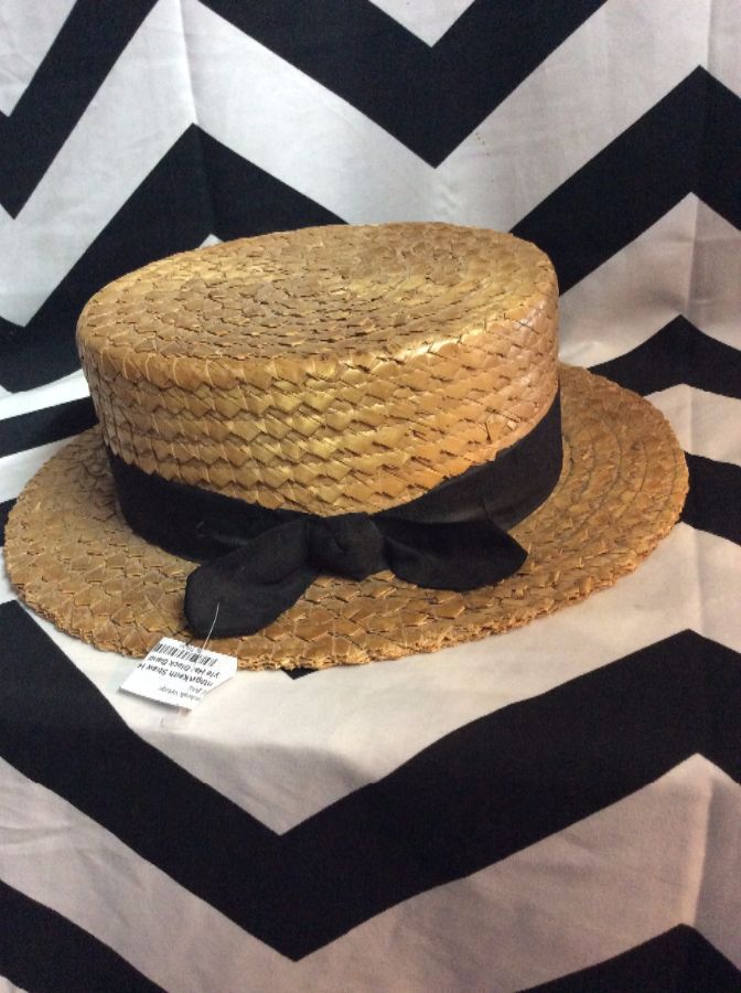Vintage Keith Straw Hat Vaudeville Style Hat Black Band 2