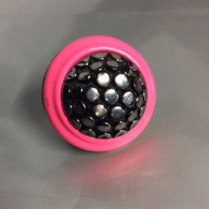 Neon Pink Ice Drop Glass Button Cocktail Ring 1