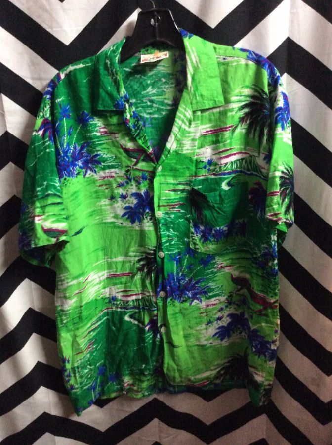 Neon Bd Hawaiian Shirt Palm Tree | Boardwalk Vintage