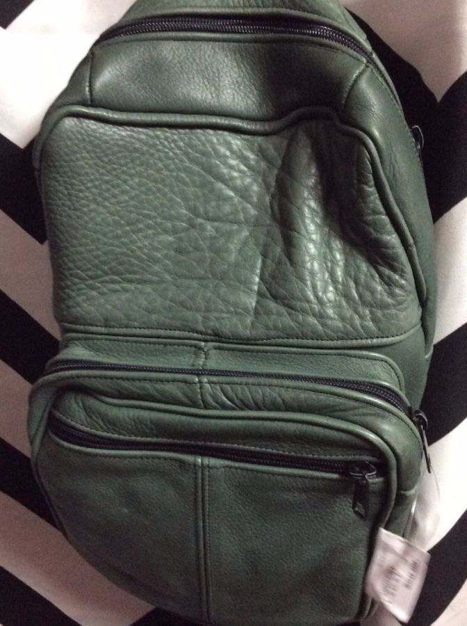 LEATHER BACKPACK FORREST GREEN LEATHER 1