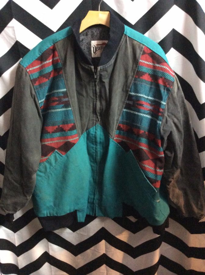 CANVAS AZTEC PANEL JACKET WOOL STRIPED LINING AS-IS 1