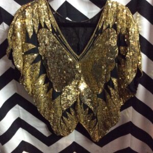 Photo detail:TOP - V-NECK -  FULLY EMBELLISHED IN SEQUINS - BUTTERFLY DESIGN