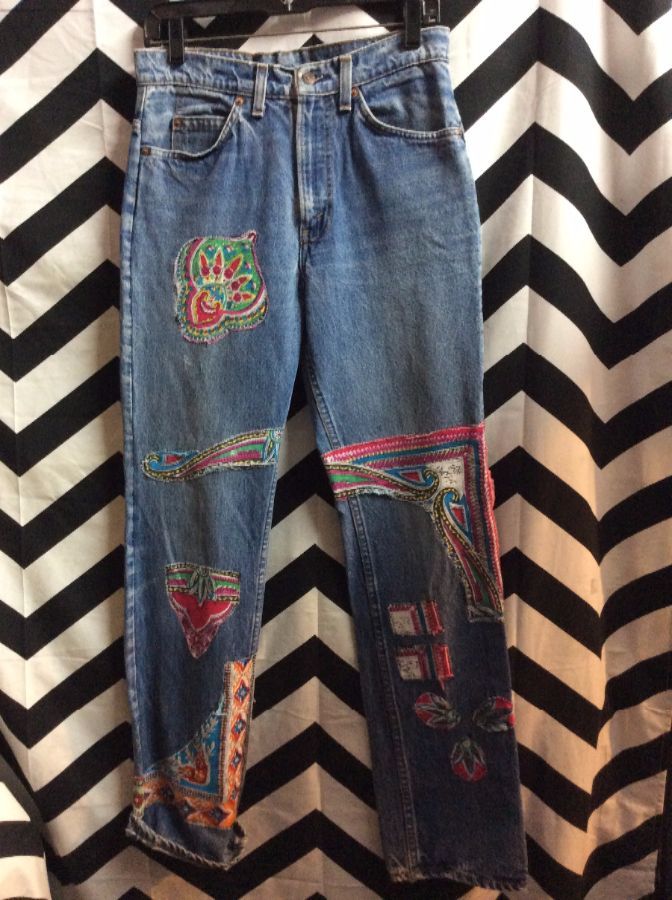 Levis Denim Jeans – Orange Tab – Custom Design – Rag Tag Patches |  Boardwalk Vintage