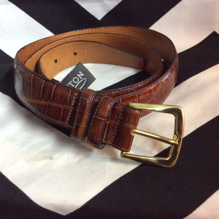 EMBOSSED Calfskin Saddle Leather Belt 1