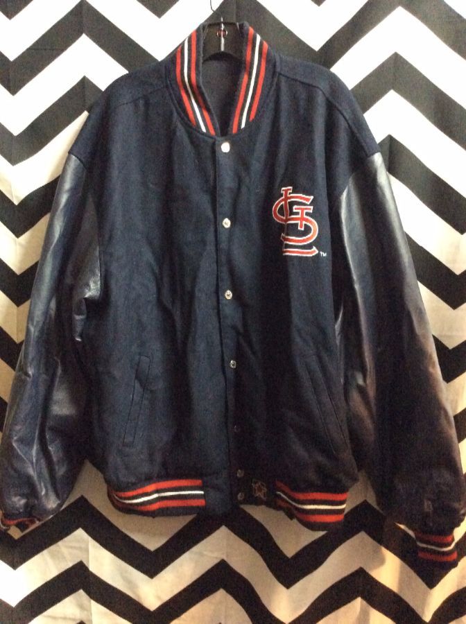 Vgt JH St.Louis Cardinals wool Jacket leather sleeve Reversible