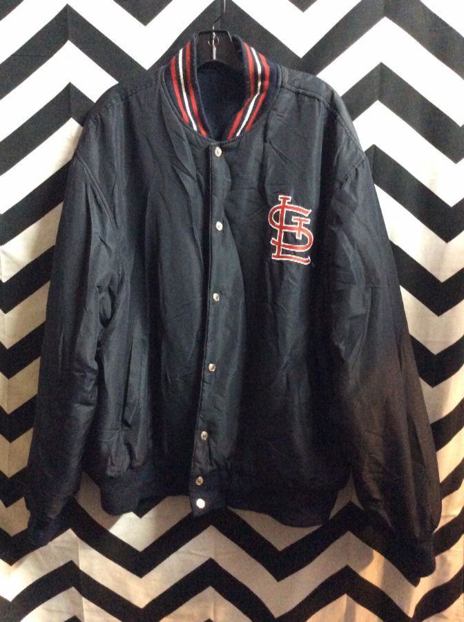 Lids St. Louis Cardinals JH Design Wool Leather Reversible Full-Snap Jacket  - Charcoal/Navy