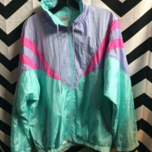 Photo detail:WINDBREAKER JACKET – ZIP-UP – COLOR BLOCK DESIGN – PASTELS AND NEON COLORS