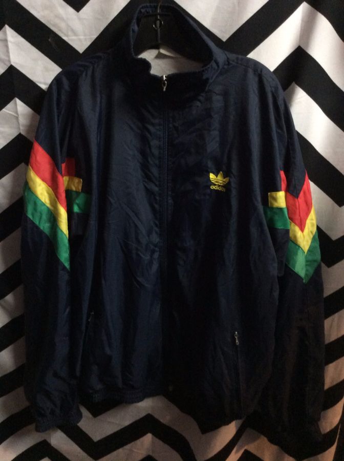 adidas jacket red yellow green stripes