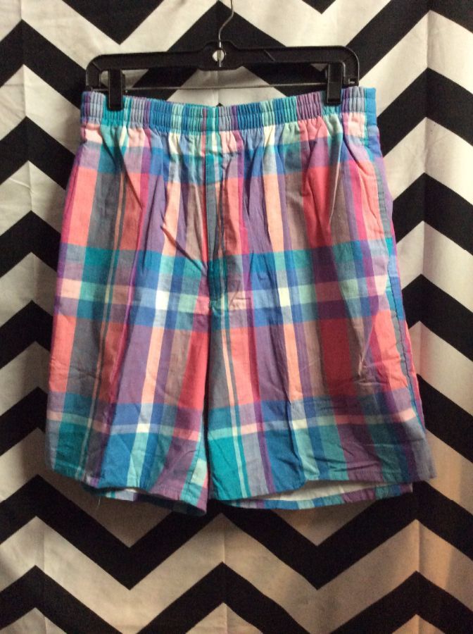 PASTEL PLAID PINK BLUE WOOLRICH SHORTS *DEADSTOCK 1