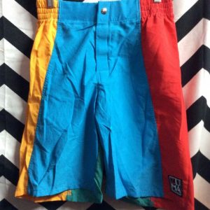 SWIM SHORTS BLUE YELLOW RED GREEN COLOR BLOCK *DEADSTOCK 1