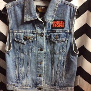 DENIM VEST W/ HARLEY PEOPLE PATCHES 1