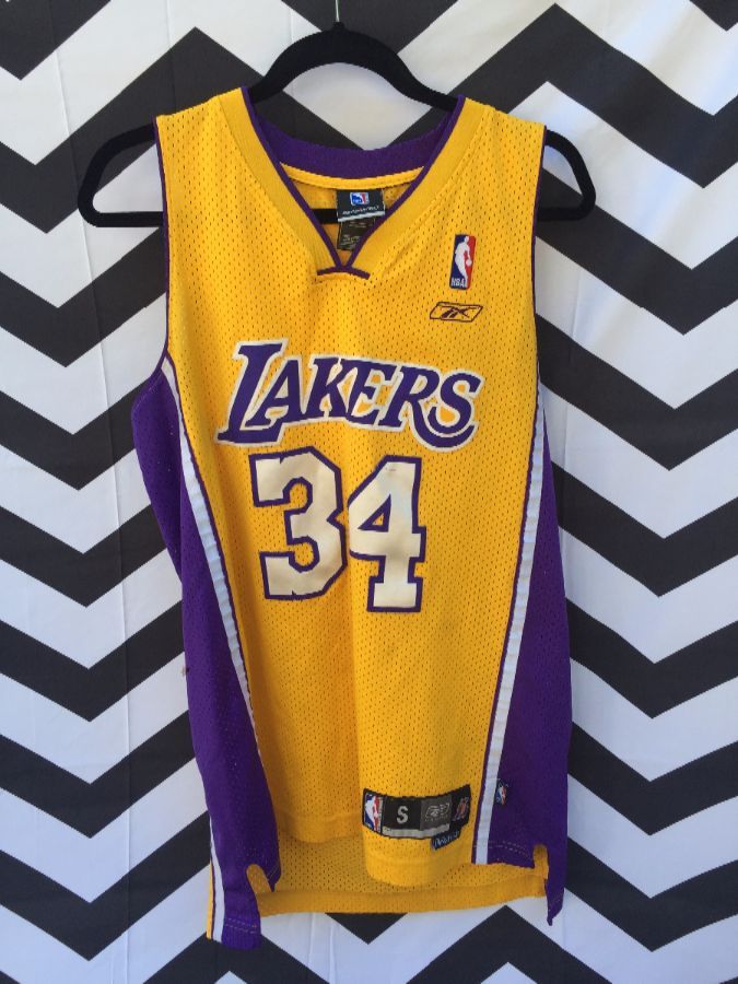 NBA LOS ANGELES LAKERS BASKETBALL SHIRT JERSEY CHAMPION #34