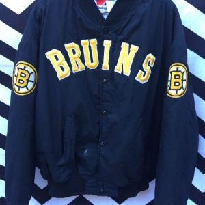 PUFFER JACKET BOSTON BRUINS FRONT LETTERING SIDE PATCHES 1