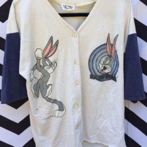 1990S SS BD COTTON BASEBALL JERSEY BUGS BUNNY LOONEY TOONS as-is 1