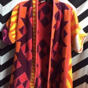 Photo detail:JACKET – OPEN FRONT – TERRY CLOTH TOWEL FABRIC – BRIGHT COLORS