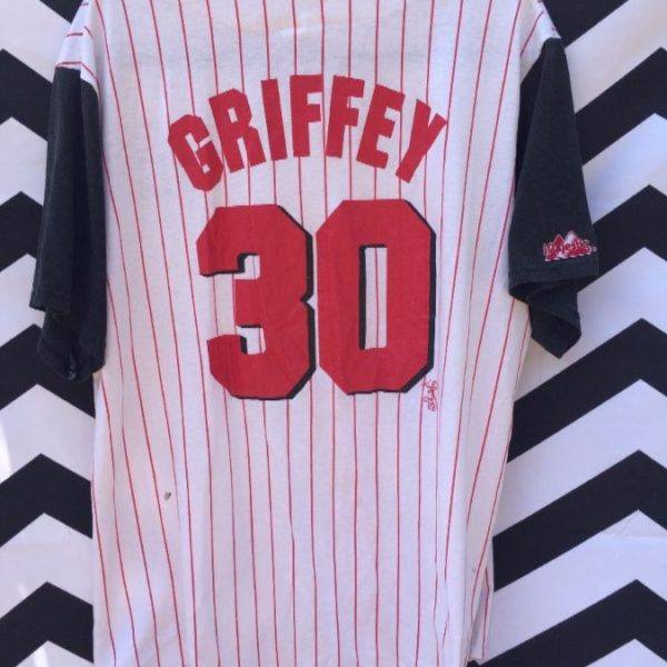 Majestic Baseball Jersey, Cotton, Cincinnati Reds #30 Griffey, Pinstriped  Fabric