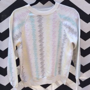 PULLOVER SWEATSHIRT PASTEL SCRIBBLE PRINT SMALL FIT 1