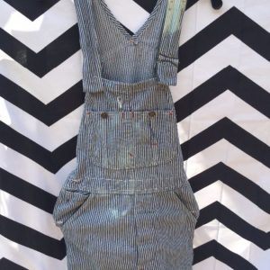 RAILROAD PIN STRIPED SEARSUCKER OVERALLS SMALL FIT *distressed *as-is 1