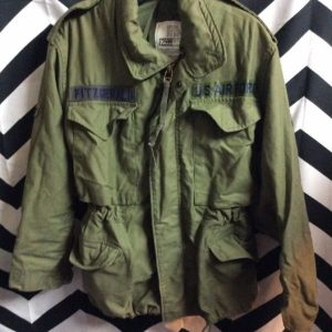 Thick Olive Green Military Jacket w/ hideaway hood 1