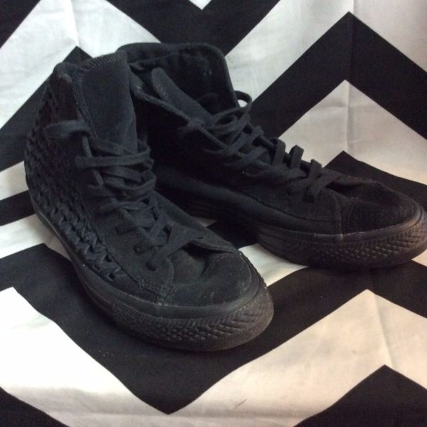 product details: CONVERSE SNEAKERS - LEATHER - ALL STAR HIGH TOPS - LACE-UP - BRAIDED SIDE PANELS photo