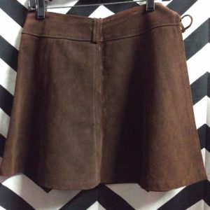 Brown Suede Heavy Leather Mini Skirt w/ belt loops 1