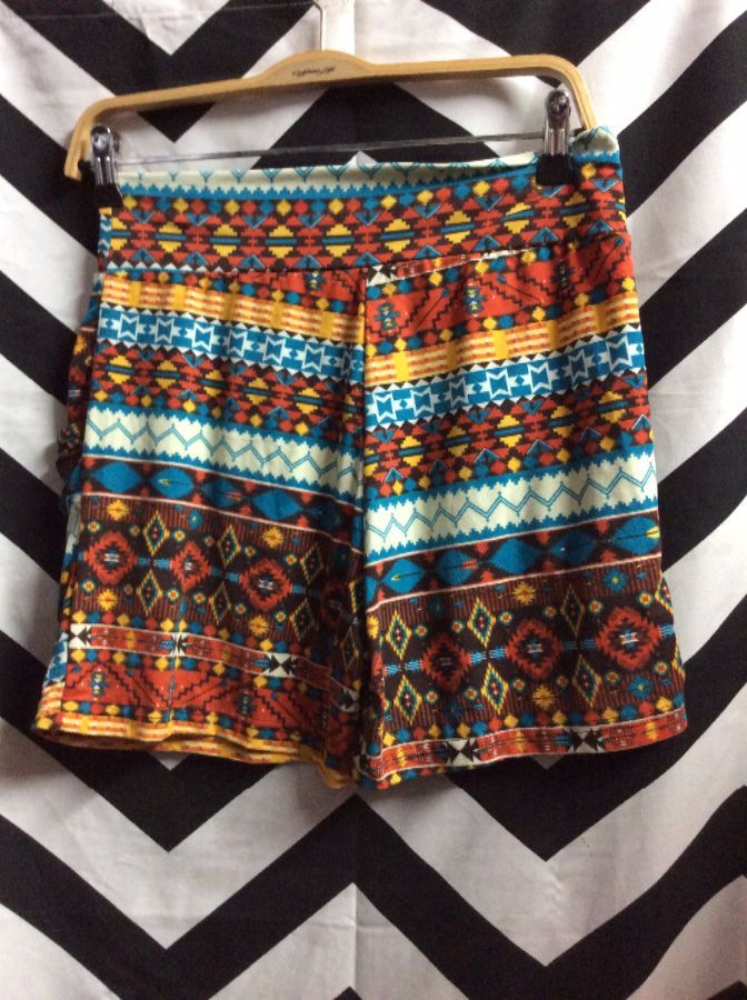 Shorts – Soft – Stretchy – Aztec Design Print | Boardwalk Vintage