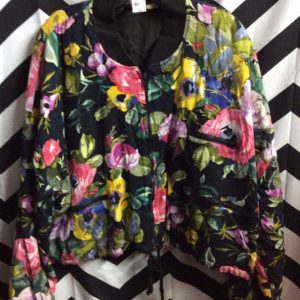 CROPPED COTTON FLORAL JACKET MADE IN INDIA MULTI ZIPPER 1