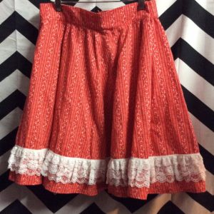 HEART FLOWER PATTERN WHITE LACE TRIM SKIRT 1