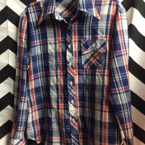 LS BD PLAID BLUE RED ONE POCKET 1