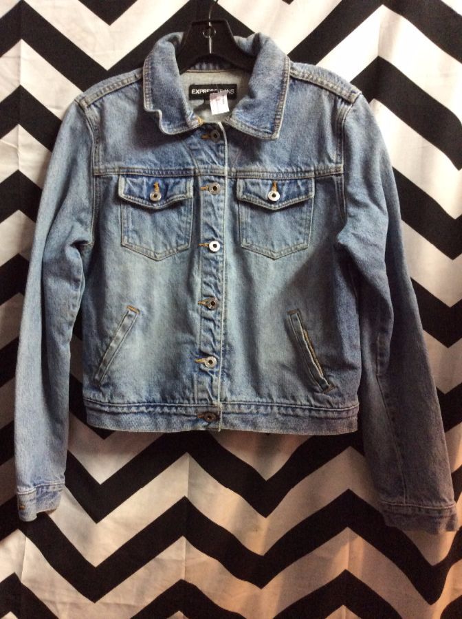 Denim Jacket – Button-up – Front Pockets – Acid Washed | Boardwalk Vintage