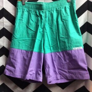 Photo detail:RETRO OCEAN BREEZE SWIM SHORTS - BRIGHT COLORS - HORIZONTAL COLOR BLOCK DESIGN