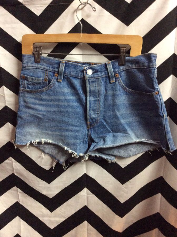 DENIM SHORTS BUTTON FLY 501 RED TAB 1