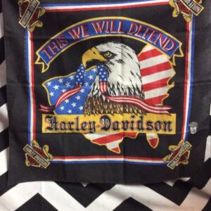 Photo detail:HARLEY DAVIDSON BANDANA/SCARF – HARLEY EAGLE DESIGN – THIS WE WILL DEFEND – SQUARE