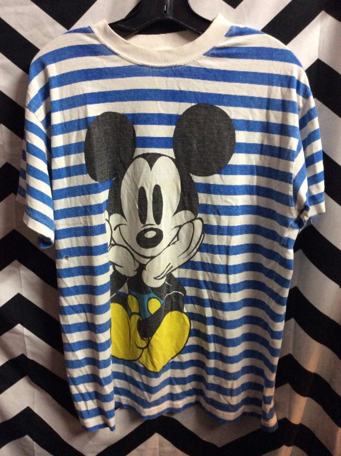 Mickey & Co. T-shirt – Disney – Horizontal Striped Print W/mickey Mouse ...