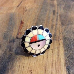 Zuni Inlay SUNFACE RING Sterling Silver 925 1