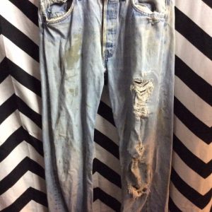 CRAZY DISTRESSED LEVIS 501 RIPS STAINS HOLES 1