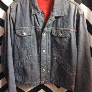 1960S DENIM JACKET RED QUILTED LINING SNAP BUTTONS 3