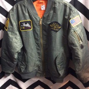 REVERSIBLE MILITARY BOMBER JACKET WITH PATCHES SMALL FIT 1