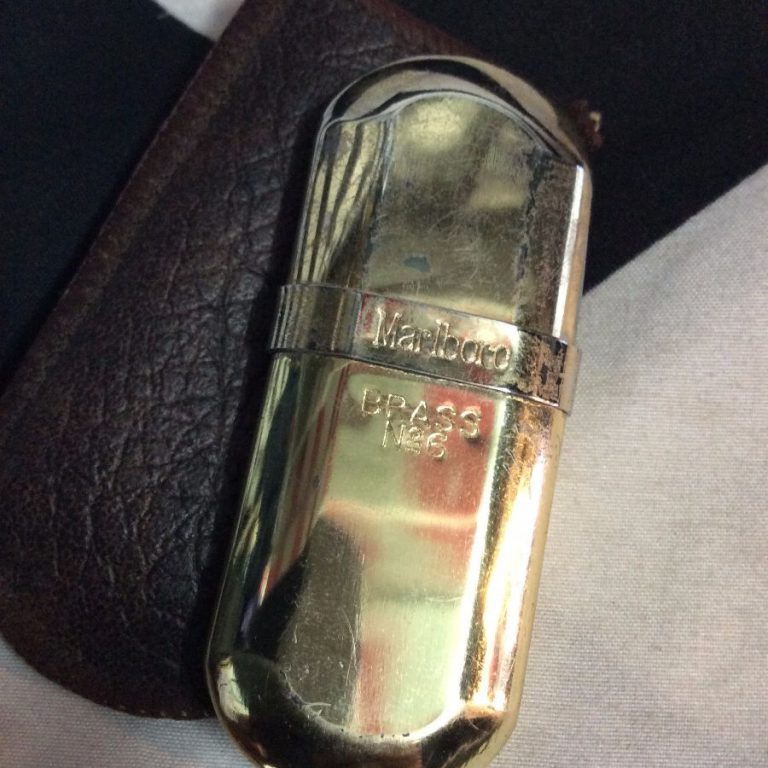 Marlboro Brass Cigarette Lighter W/leather Holder | Boardwalk Vintage