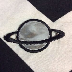 PATCH Silver Black Ring Saturn Iron On 1
