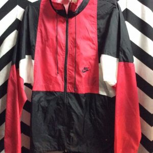 NIKE Red Blk Whte Color Block Windbreaker Embroidery Logo 1