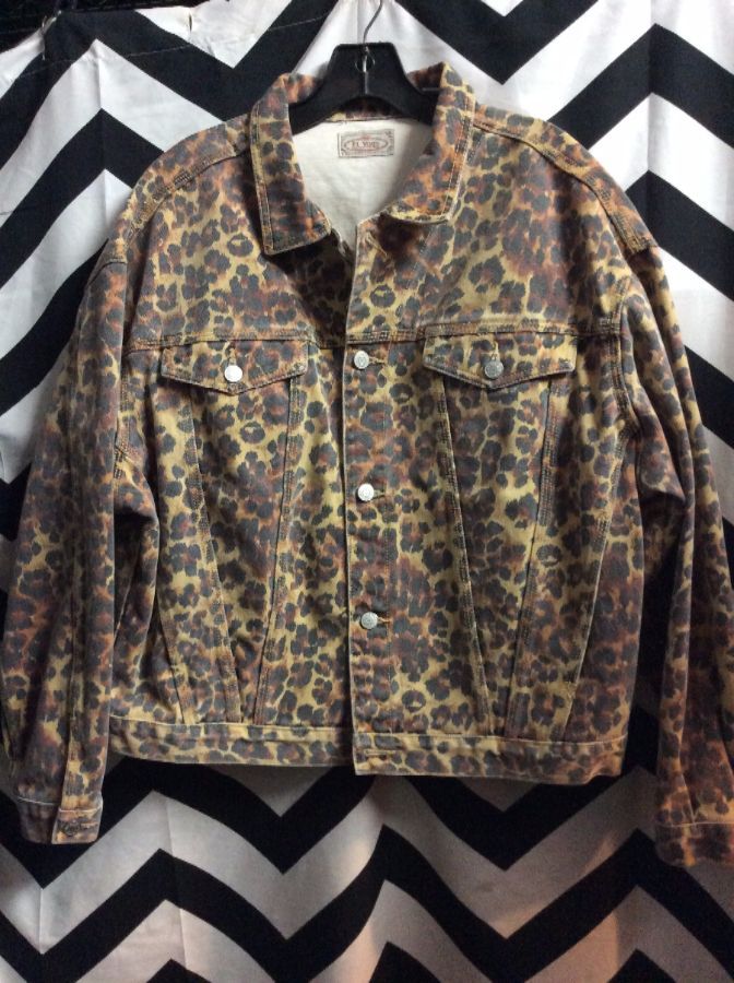 Leopard Pattern Denim Jacket | Boardwalk Vintage