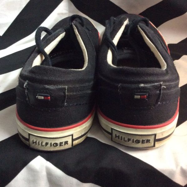 TOMMY HILFIGER Black w/ Red Trim Tennis Shoes 12 3