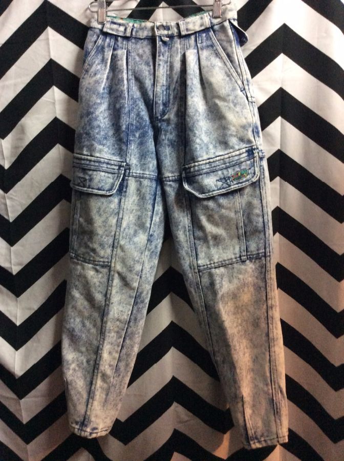 Bugle Boy Acid Washed Jeans W/Cargo Pockets | Boardwalk Vintage