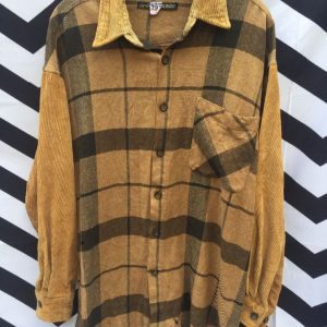 LS BD FLANNEL SHIRT CORDUROY COLLAR AND SLEEVES 1