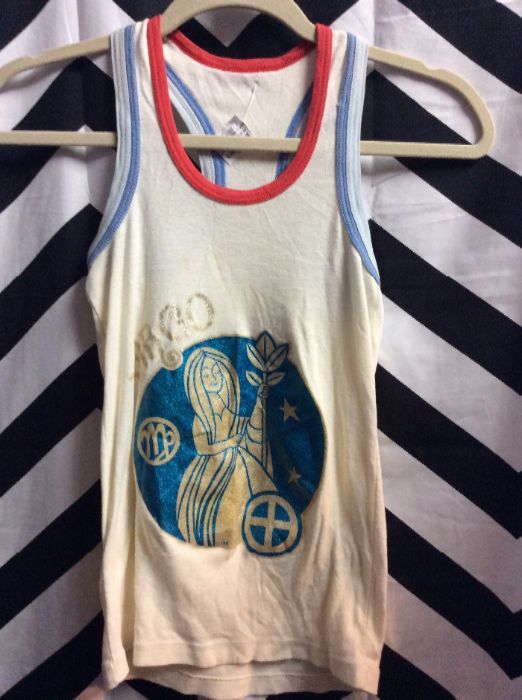 product details: 1970S RINGER TANK TOP VIRGO GRAPHIC W/GLITTER photo
