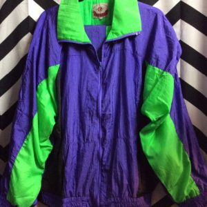 WINDBREAKER PANT SET JUMPSUIT Neon Green Purple *Deadstock 1