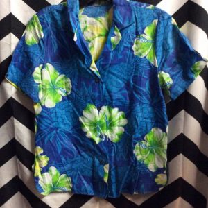 SS BD Pineapple Green Flower Pattern Hawaiian Shirt 1