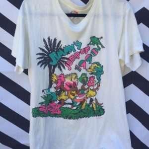 TSHIRT SOFTY JIMMY BUFFET JIMMY'S JUMP-UP 1990 NEON GRAPHIC 1