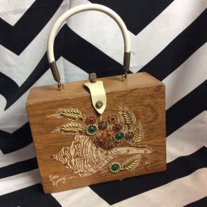 Vintage Sea Spray Carry Wooden Box Bag with Mirror 1